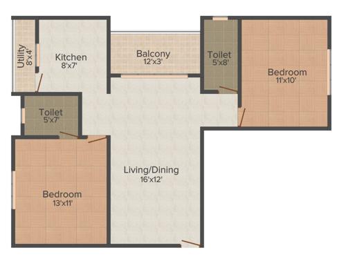 Indira Blossom (2BHK+2T (822 sq ft) 822 sq ft)