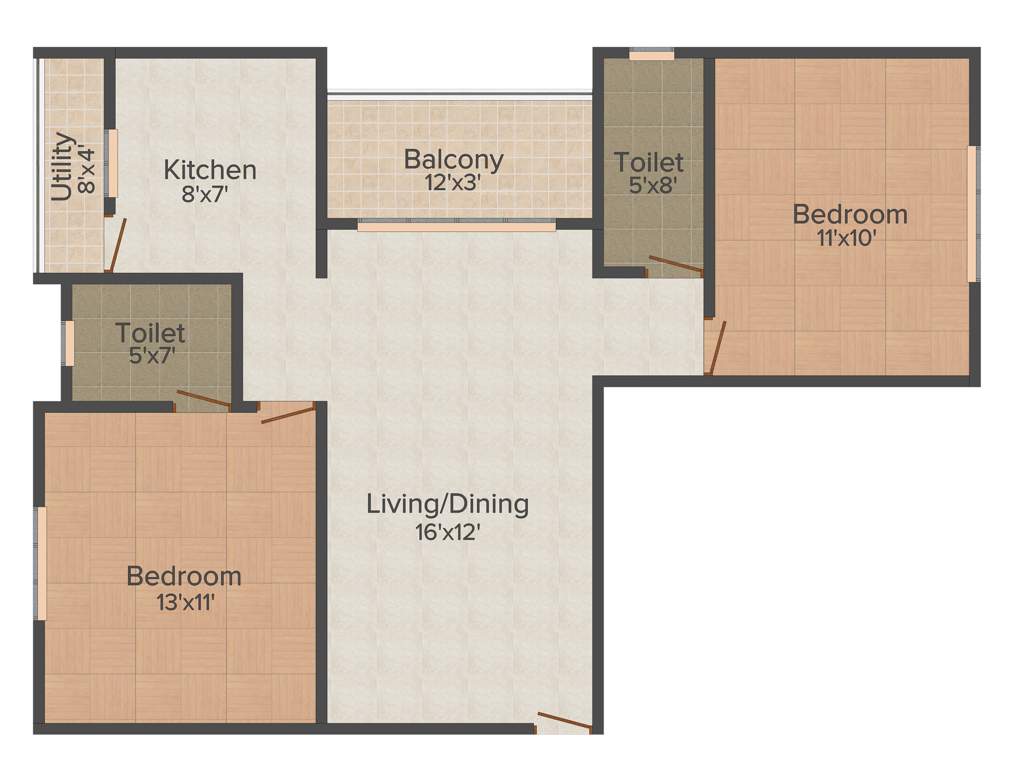 Indira Blossom (2BHK+2T (822 sq ft) 822 sq ft)