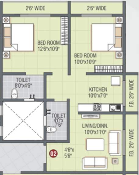 Shri Parrsssva Classic (2BHK+2T (895 sq ft) 895 sq ft)