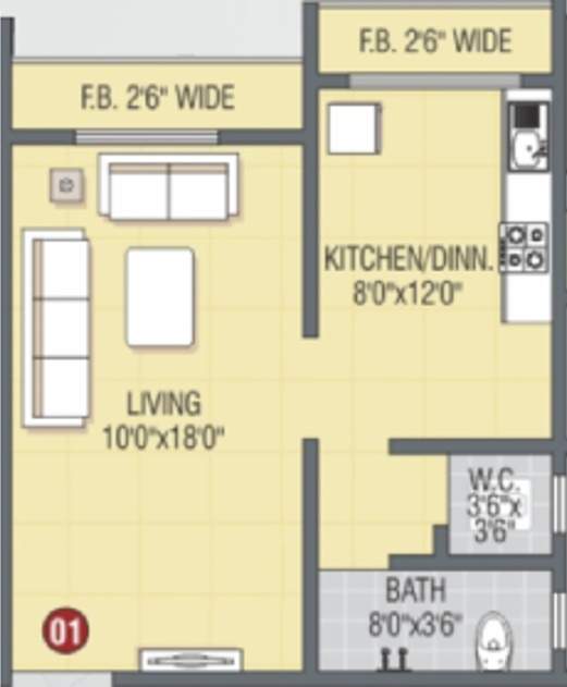 Shri Parrsssva Classic (1RK+1T (480 sq ft) 480 sq ft)