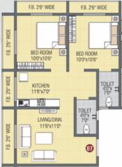 Shri Parrsssva Classic (2BHK+2T (890 sq ft) 890 sq ft)