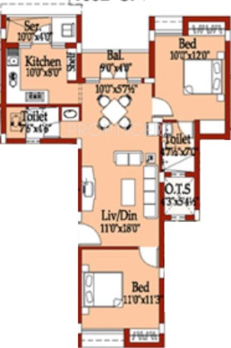 DABC Gokulam Phase III (2BHK+2T (1,082 sq ft) 1082 sq ft)