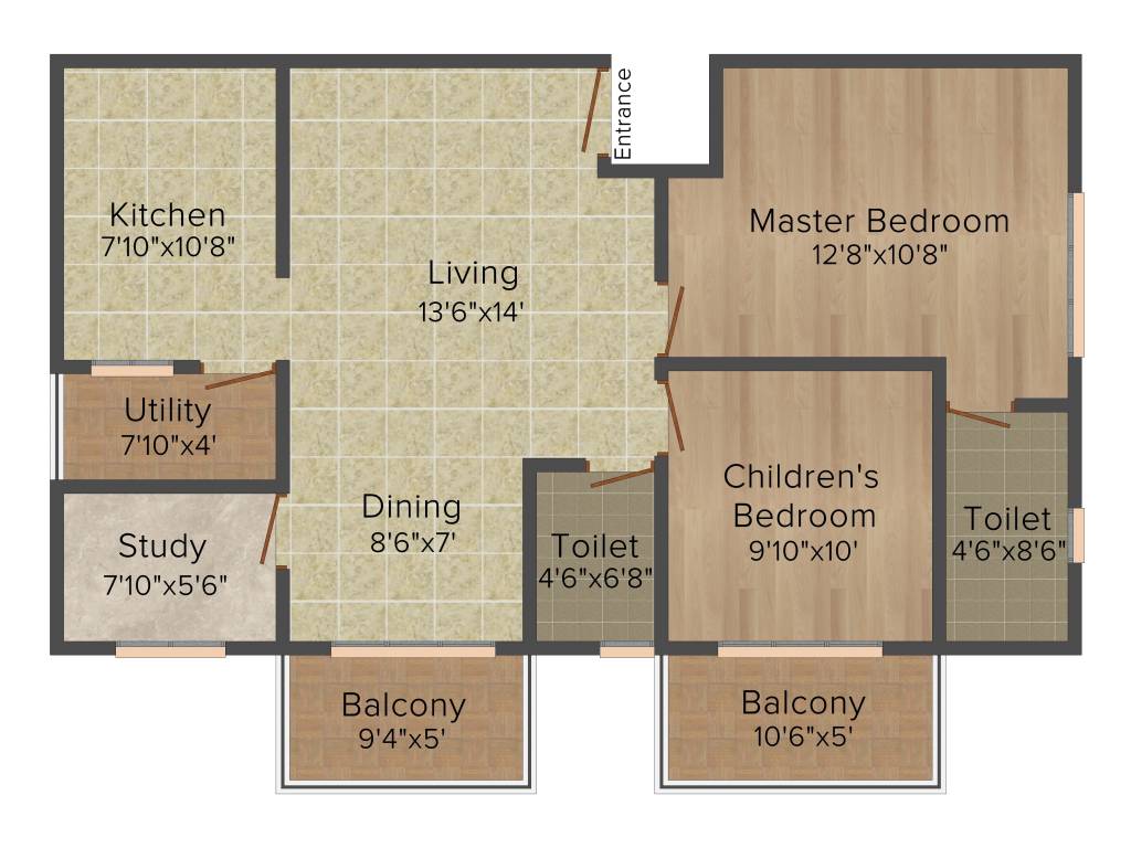 Laasya Pride (2BHK+2T (1,188 sq ft) Study Room 1188 sq ft)
