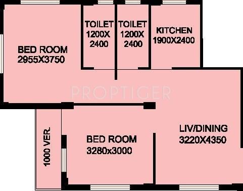 Mayfair Venus II (2BHK+2T (1,060 sq ft) 1060 sq ft)