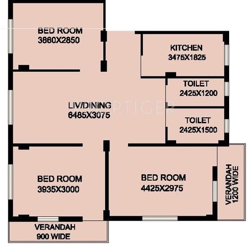 Mayfair Venus II (3BHK+2T (1,275 sq ft) 1275 sq ft)