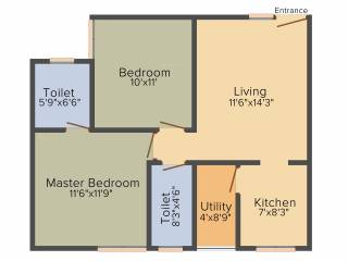 LS Sony (2BHK+2T (910 sq ft) 910 sq ft)