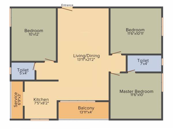 Romaa Pearl (3BHK+2T (1,183 sq ft) 1183 sq ft)