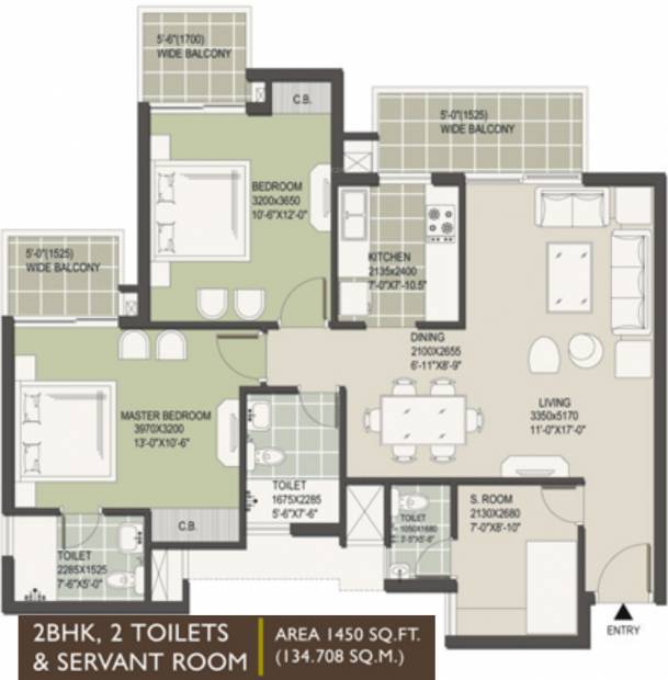 Satya The Hermitage (2BHK+2T (1,450 sq ft) + Servant Room 1450 sq ft)