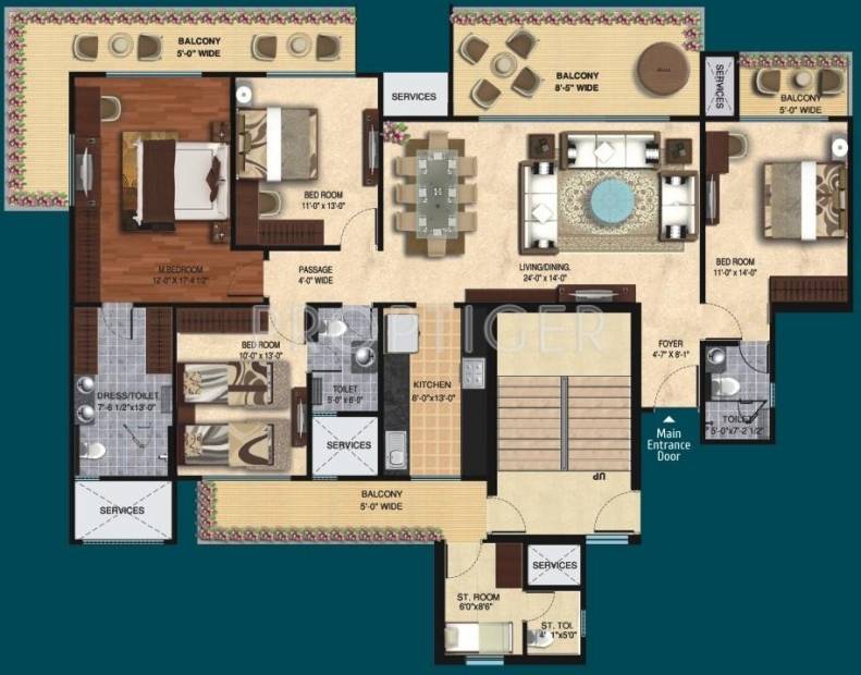 Mahagun Mirabella (4BHK+3T (2,720 sq ft) + Servant Room 2720 sq ft)