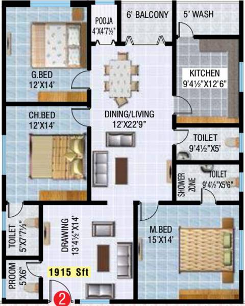 NR Sitara (3BHK+4T (1,915 sq ft) + Pooja Room 1915 sq ft) NR Sitara (3BHK+4T (1,915 sq ft) + Pooja Room 1915 sq ft)