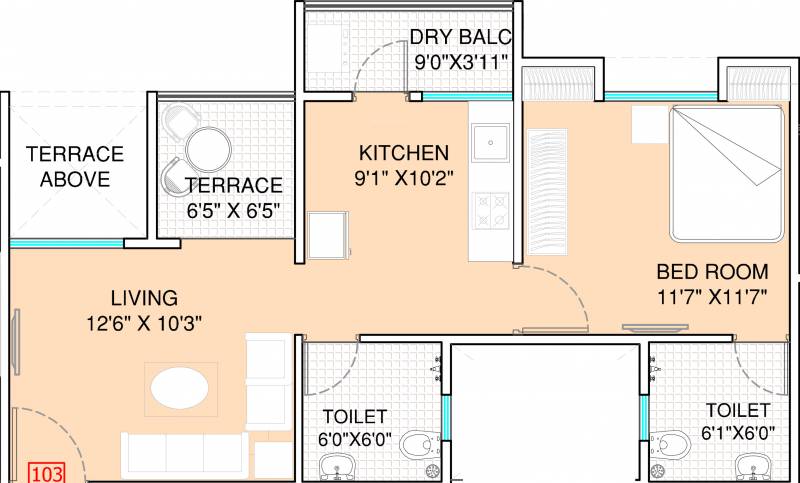 Swaraa 133 Orange Tree (1BHK+2T (670 sq ft) 670 sq ft)