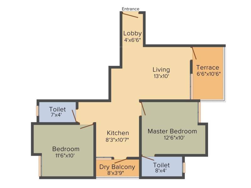 Swaraa 133 Orange Tree (2BHK+2T (877 sq ft) 877 sq ft)