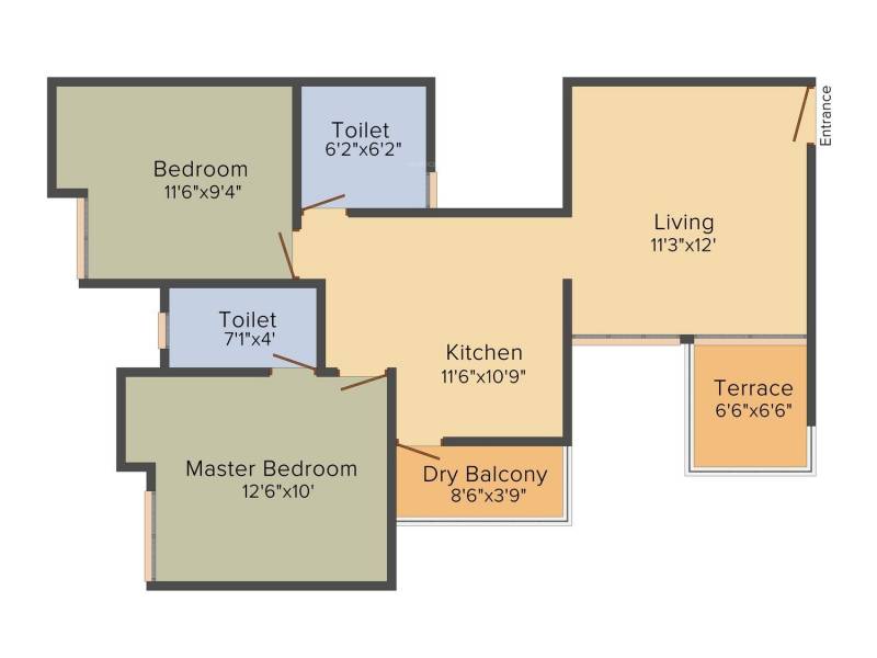 Swaraa 133 Orange Tree (2BHK+2T (820 sq ft) 820 sq ft)