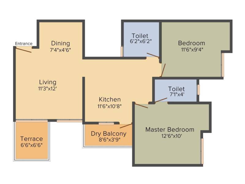 Swaraa 133 Orange Tree (2BHK+2T (875 sq ft) 875 sq ft)