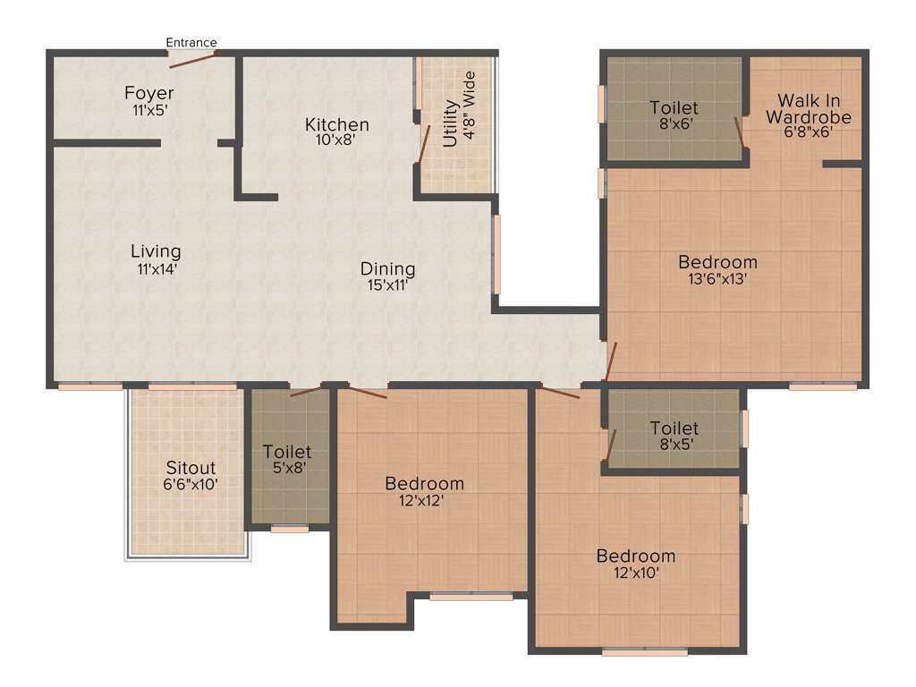 Ark Cloud City (3BHK+3T (1,710 sq ft) 1710 sq ft)