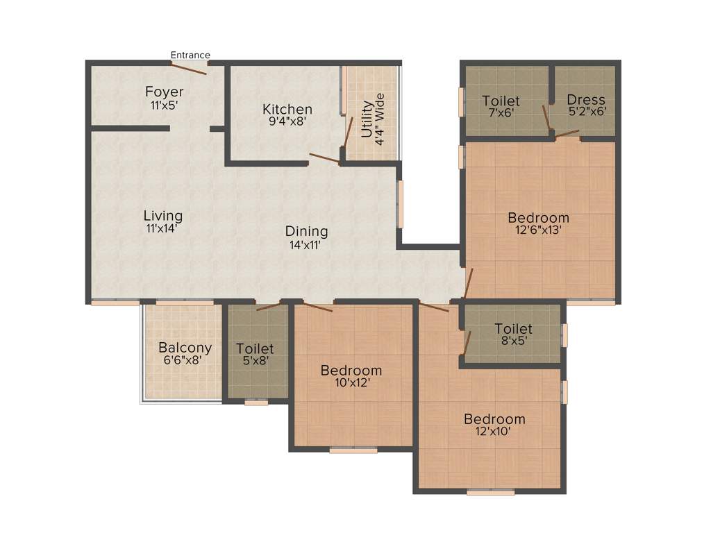 Ark Cloud City (3BHK+3T (1,550 sq ft) 1550 sq ft)