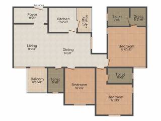 Ark Cloud City (3BHK+3T (1,555 sq ft) 1555 sq ft)