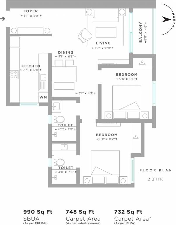 Assetz Here and Now (2BHK+2T (990 sq ft) 990 sq ft)