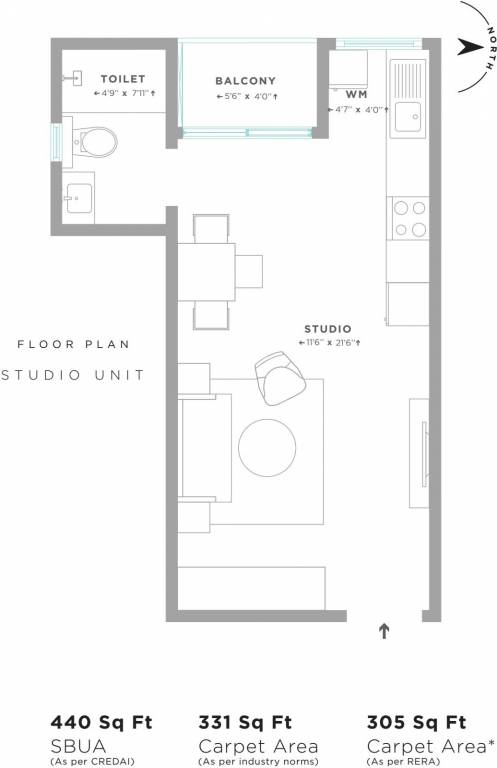 Assetz Here and Now (1BHK+1T (440 sq ft) 440 sq ft)