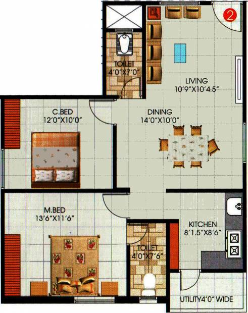Sudhakar Royal Homes (2BHK+2T (1,053 sq ft) 1053 sq ft)