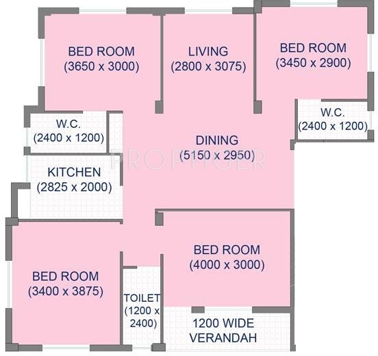 Floor Plan (4BHK+4T) Mayfair Daffodil Floor Plan (4BHK+4T)