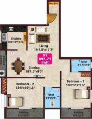JKB Golden Arch (2BHK+2T (896 sq ft) 896 sq ft) JKB Golden Arch (2BHK+2T (896 sq ft) 896 sq ft)