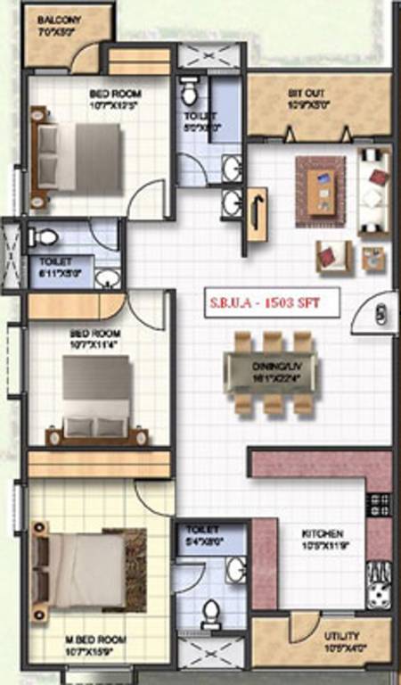 Mahaveer Jonquil (3BHK+3T (1,503 sq ft) 1503 sq ft) Mahaveer Jonquil (3BHK+3T (1,503 sq ft) 1503 sq ft)