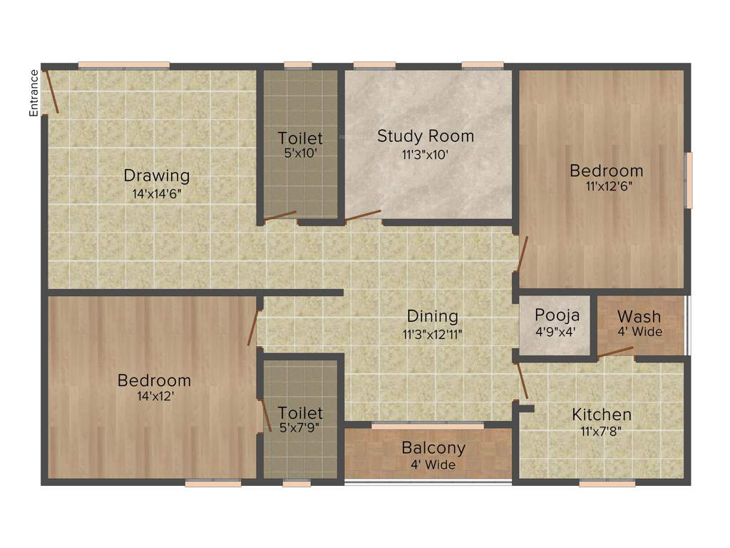 Trishala The Life (2BHK+2T (1,278 sq ft) 1278 sq ft)