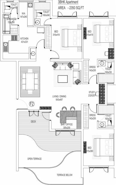 Asset Versatile (3BHK+3T (2,350 sq ft) + Study Room 2350 sq ft)
