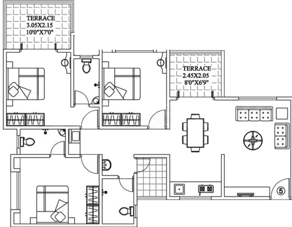 Parth Enclave E Building (3BHK+3T (1,297 sq ft) 1297 sq ft)