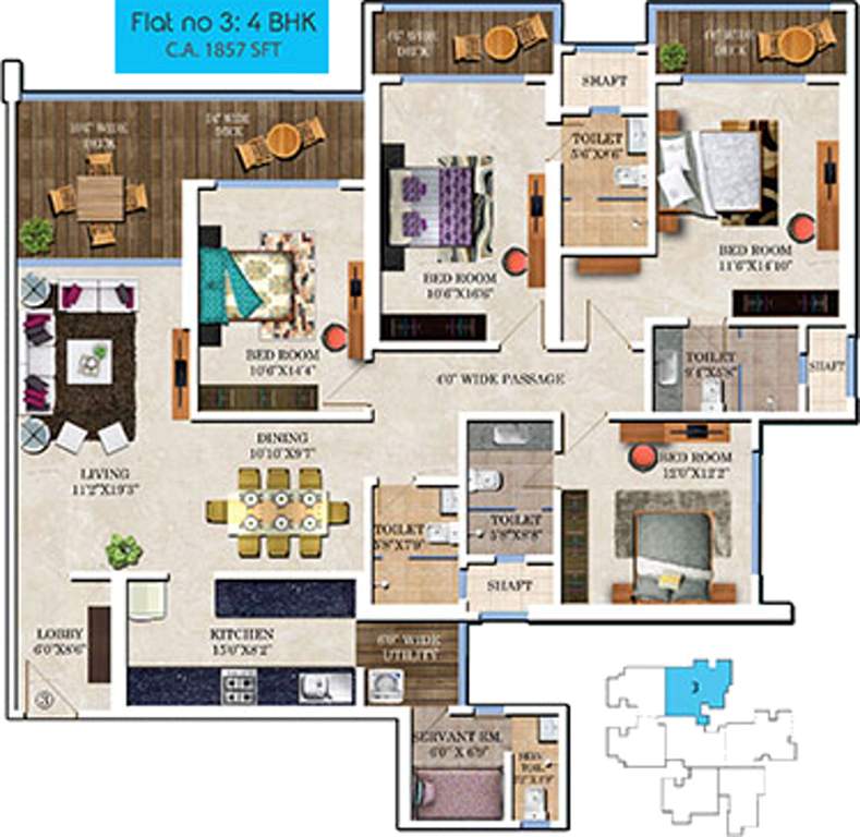 Bharat Skyvistas (4BHK+5T (1,857 sq ft) + Servant Room 1857 sq ft)