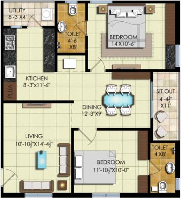 Lakshmi Sree Likhitha Pride (2BHK+2T (1,125 sq ft) 1125 sq ft)