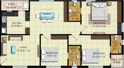 Lakshmi Sree Likhitha Pride (3BHK+3T (1,465 sq ft) 1465 sq ft)