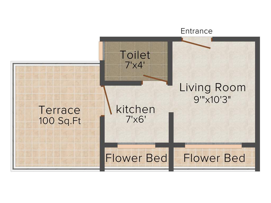 Landmaark Pearl (1RK+1T (435 sq ft) 435 sq ft)