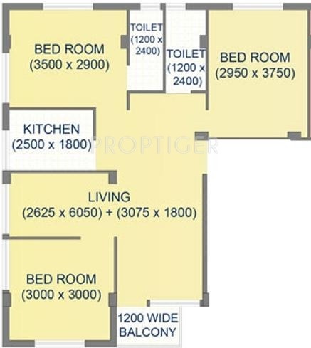 Floor Plan (3BHK+3T) Mayfair Petal Floor Plan (3BHK+3T)
