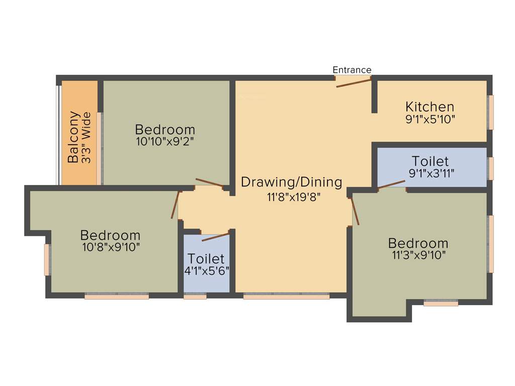 Capricorn Amrapali Dhir (3BHK+2T (1,082 sq ft) 1082 sq ft)
