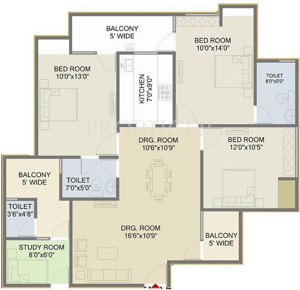 Maia Marvel (3BHK+3T (1,445 sq ft)   Study Room 1445 sq ft)