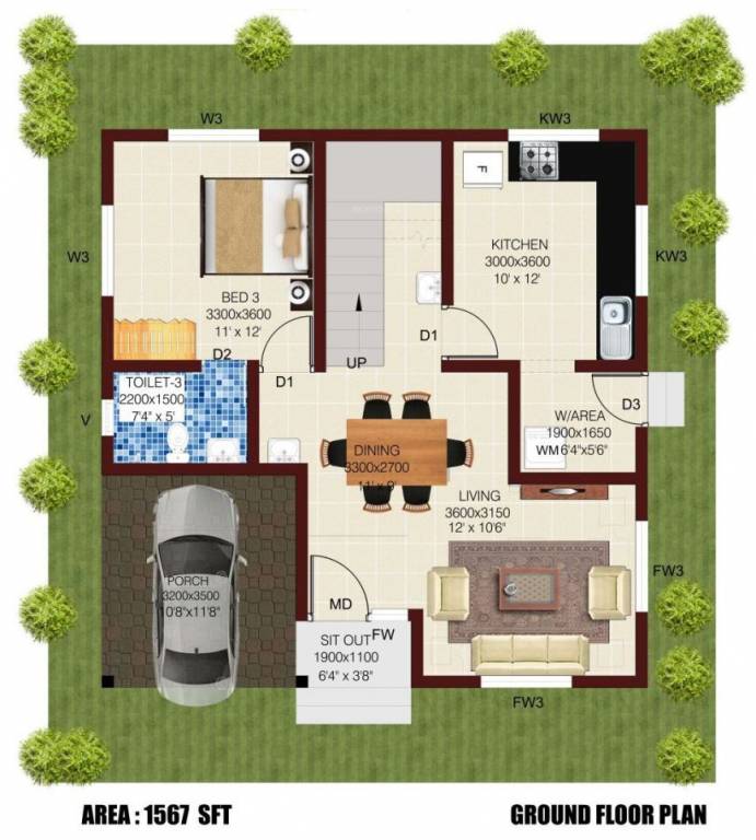 Confident Lilian (3BHK+3T (1,567 sq ft) 1567 sq ft)