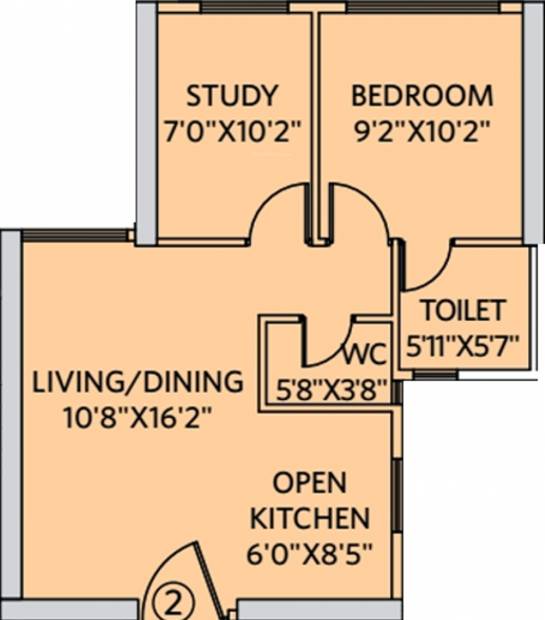 Siddha Seabrook (1BHK+1T (783 sq ft) + Study Room 783 sq ft)