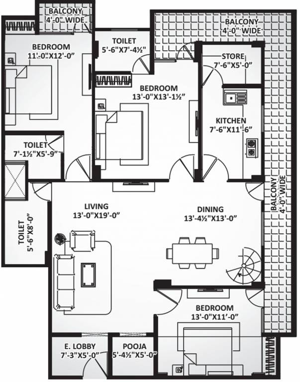 Om Ganesh Ganga (4BHK+4T (2,413 sq ft) + Pooja Room 2413 sq ft)