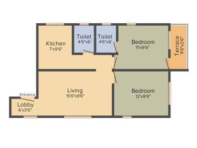 Rohan Rohan Mathura (2BHK+2T (805 sq ft) 805 sq ft)