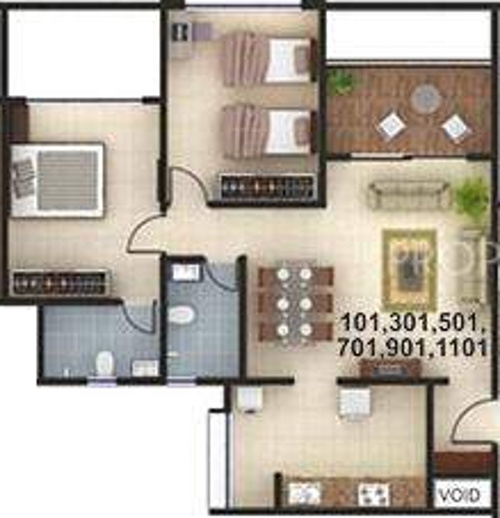 Kumar Picasso (2BHK+2T (1,085 sq ft) 1085 sq ft)
