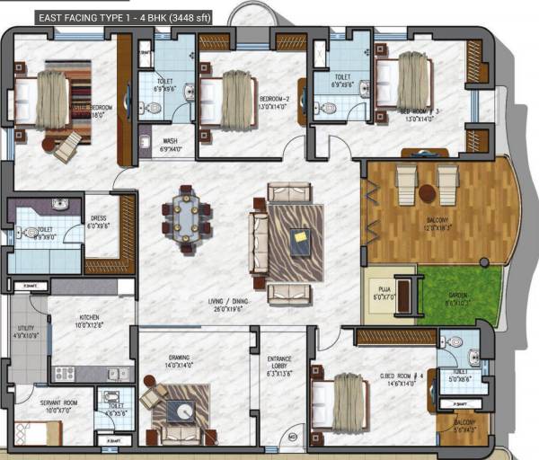 NCC Gardenia (4BHK+4T (3,448 sq ft) + Servant Room 3448 sq ft) NCC Gardenia (4BHK+4T (3,448 sq ft) + Servant Room 3448 sq ft)