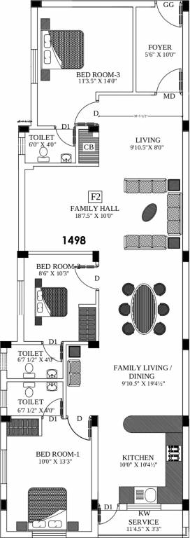 Veecons Low Terrace (3BHK+3T (1,498 sq ft) 1498 sq ft)