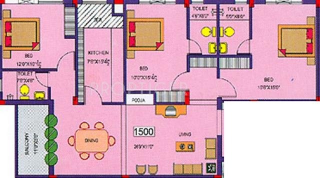 Literoof Crescent Castle (3BHK+3T (1,500 sq ft) 1500 sq ft)