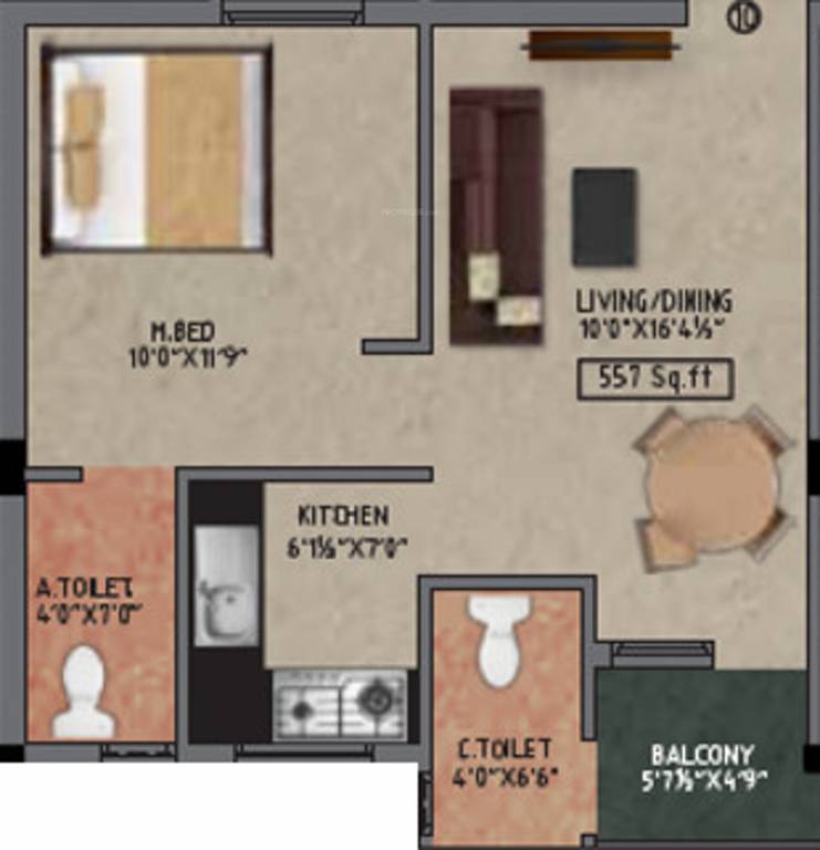 MS Gulmohar Apartments (1BHK+2T (557 sq ft) 557 sq ft) MS Gulmohar Apartments (1BHK+2T (557 sq ft) 557 sq ft)