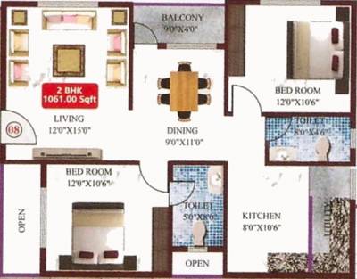 Sai Sri Aditya Nivas (2BHK+2T (1,061 sq ft) 1061 sq ft)