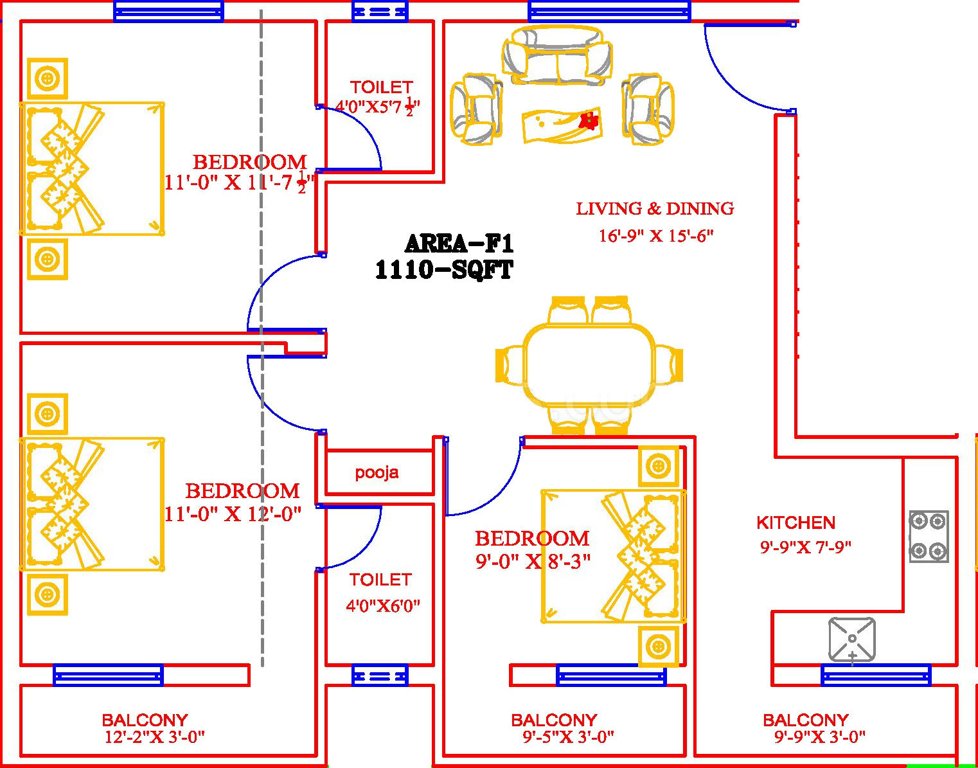 SS Smaya (3BHK+2T (1,110 sq ft) + Pooja Room 1110 sq ft)