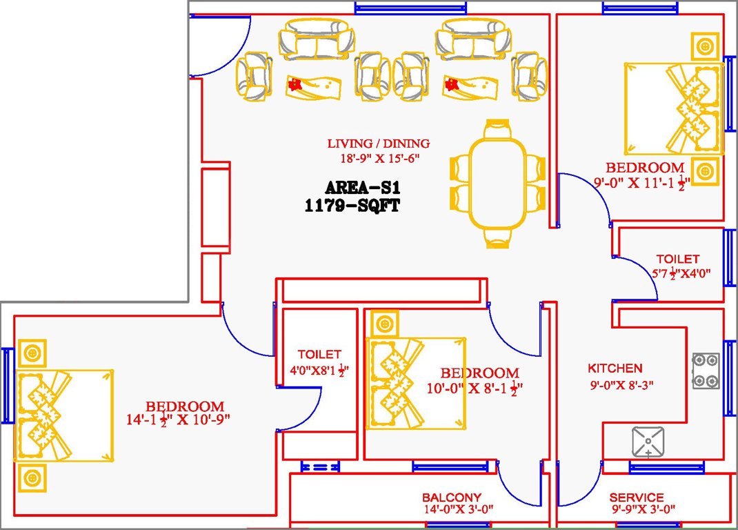 SS Smaya (3BHK+2T (1,179 sq ft) 1179 sq ft)