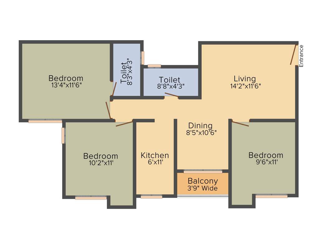 Srijan Centrum (3BHK+2T (1,165 sq ft) 1165 sq ft)